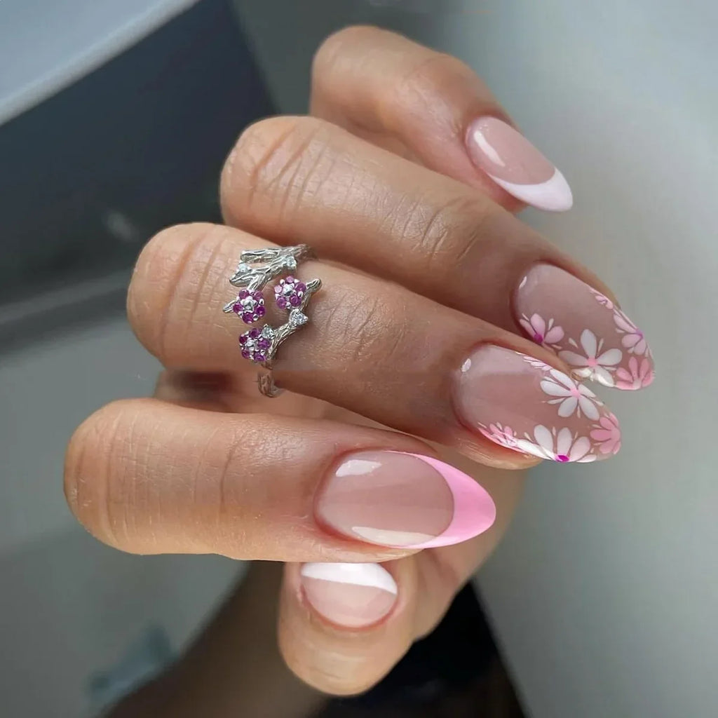 24 Pcs Almond Press On Acrylic Nails