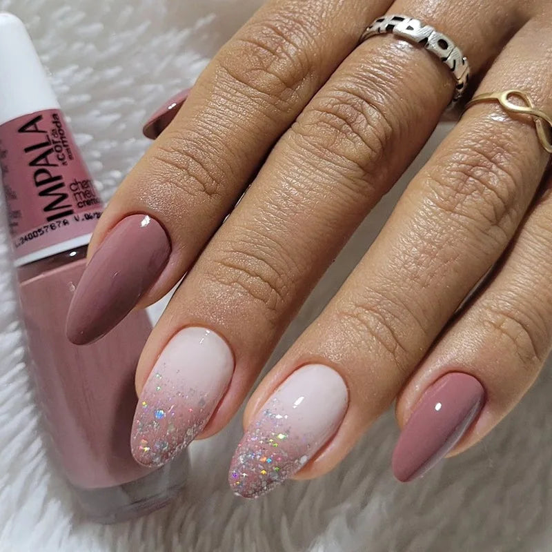 24 Pcs Almond Press On Acrylic Nails