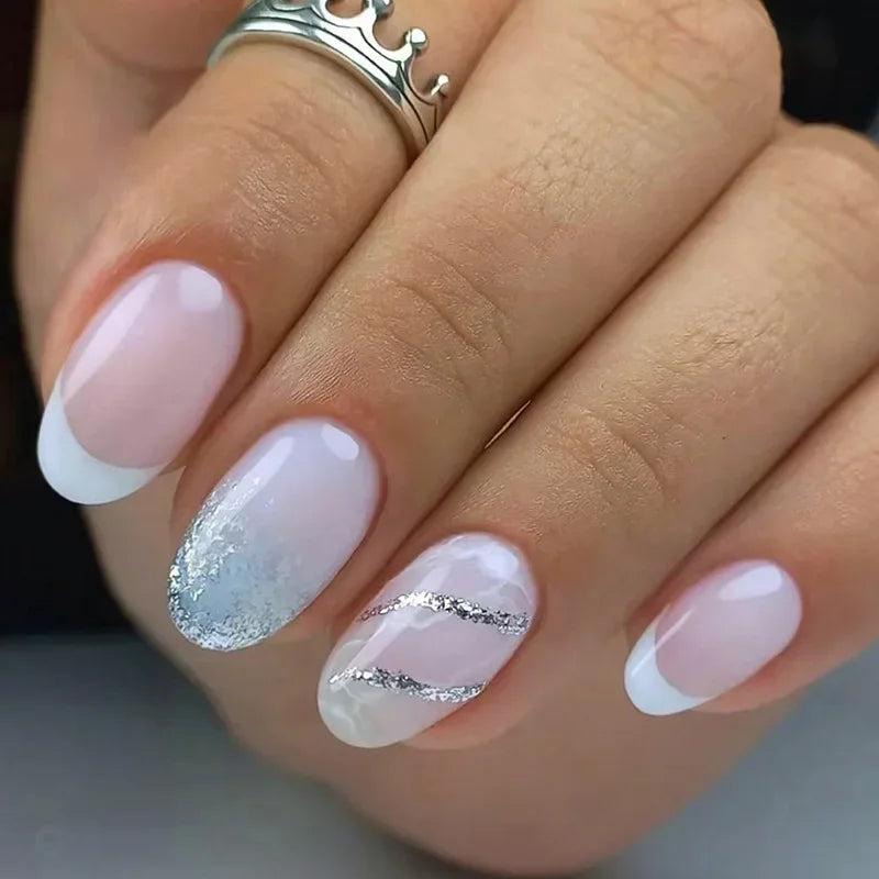 24 Pcs Almond Press On Acrylic Nails