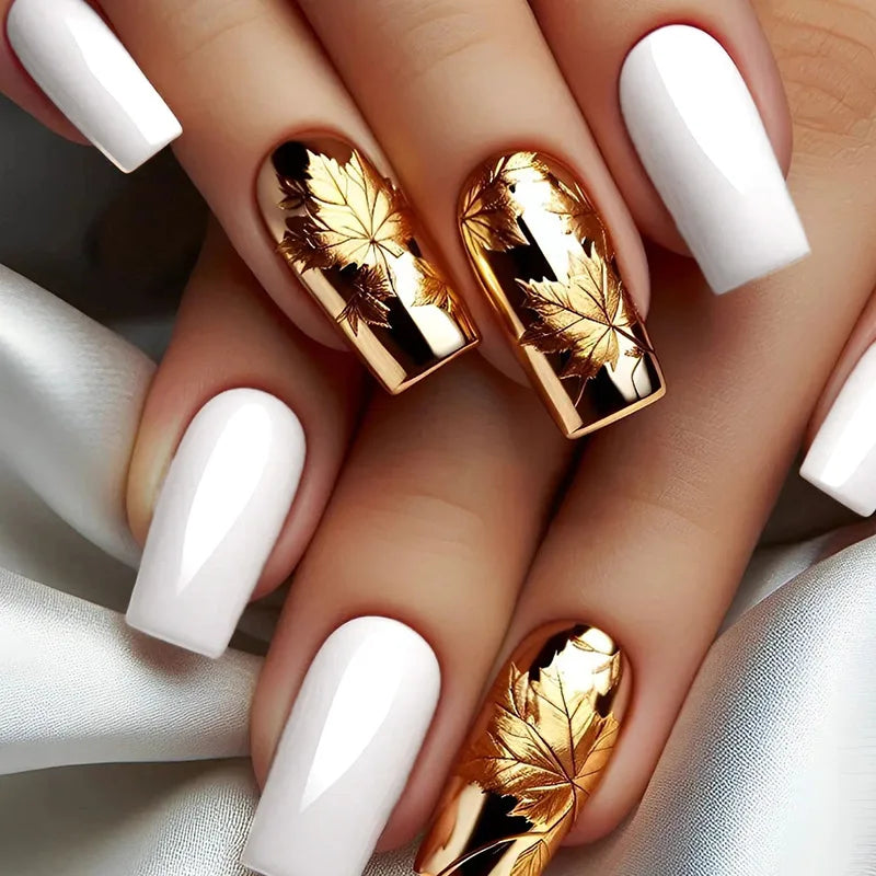 24pcs Flower Design Press On Nails Set