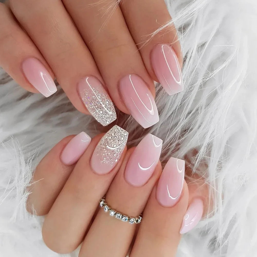 24pcs Flower Design Press On Nails Set-4