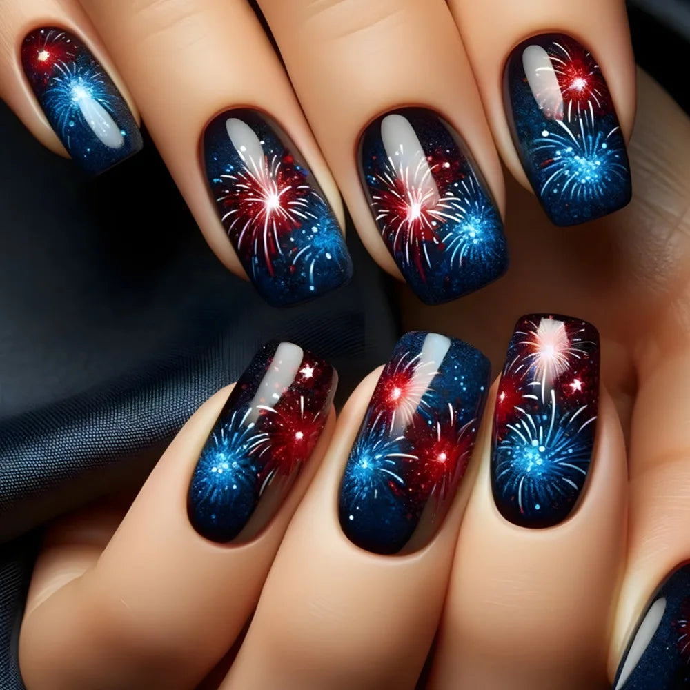 24pcs Flower Design Press On Nails Set