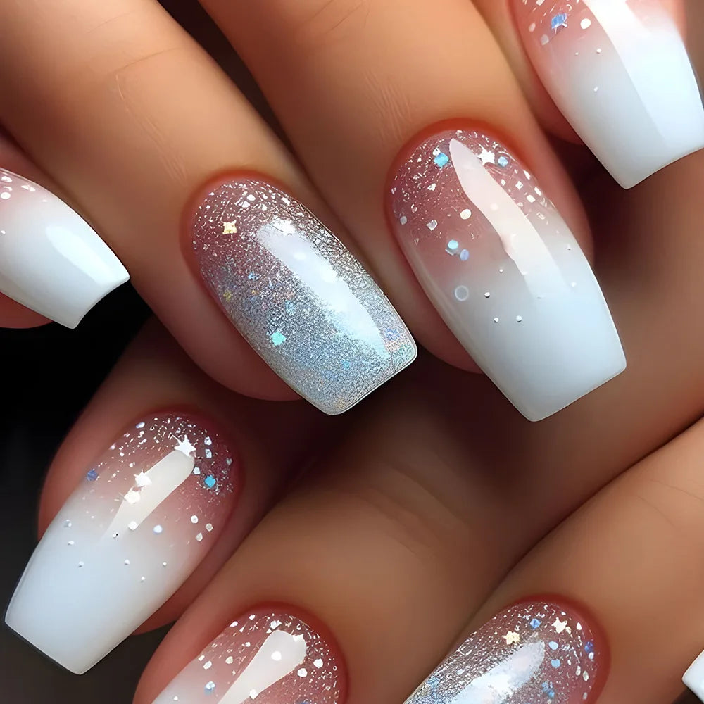 24pcs Flower Design Press On Nails Set-11