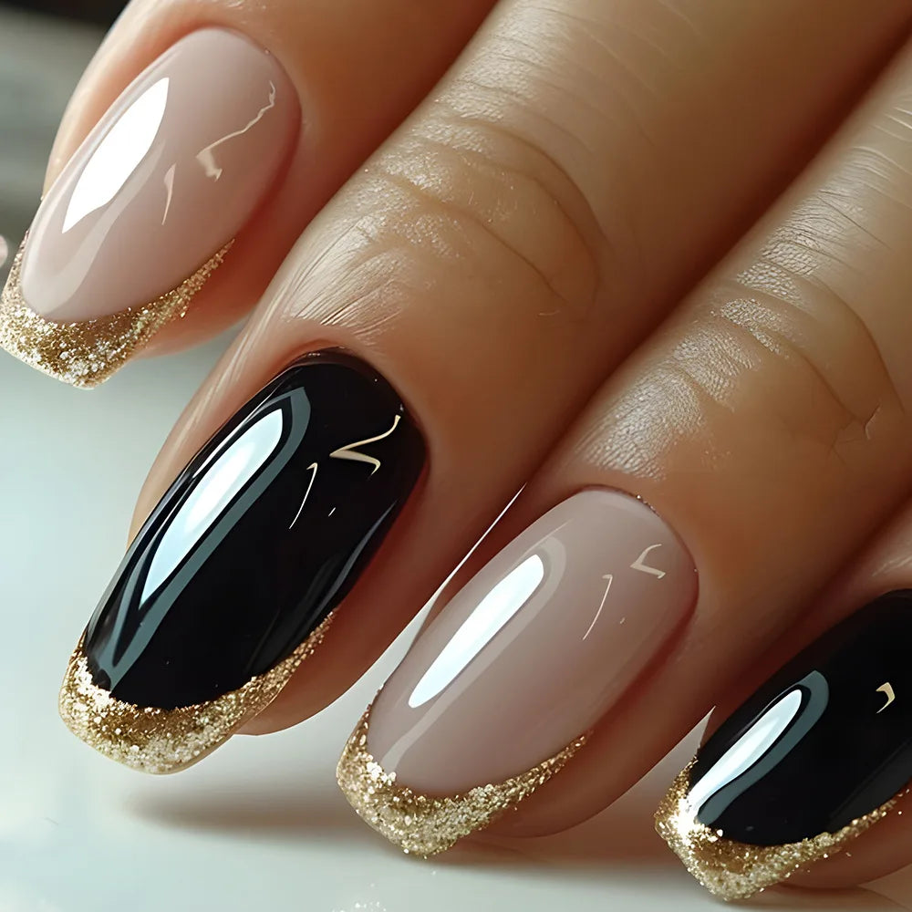 24pcs Flower Design Press On Nails Set