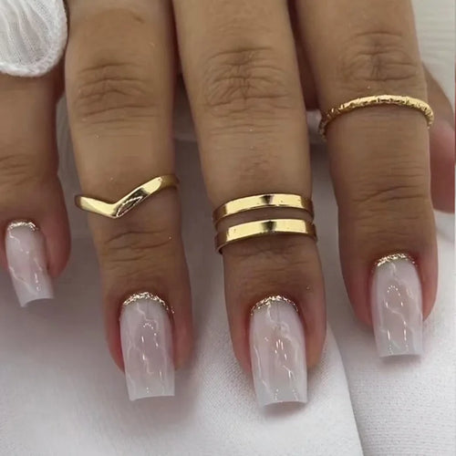 24pcs Flower Design Press On Nails Set-30