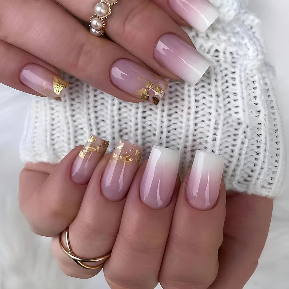 24pcs Flower Design Press On Nails Set