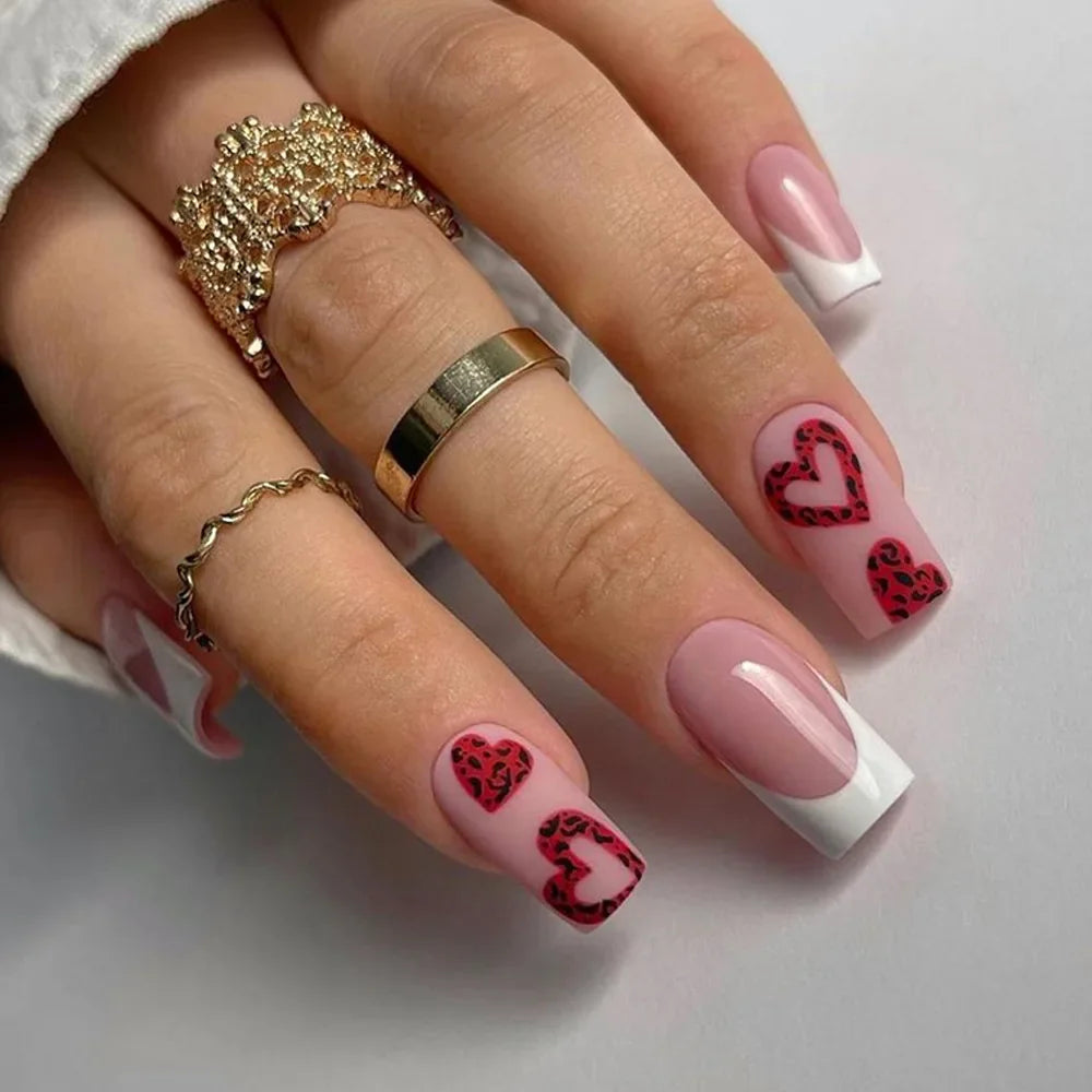 24pcs Flower Design Press On Nails Set
