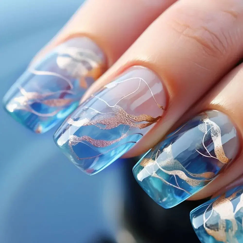 24pcs French Press on Nails Waterproof Set
