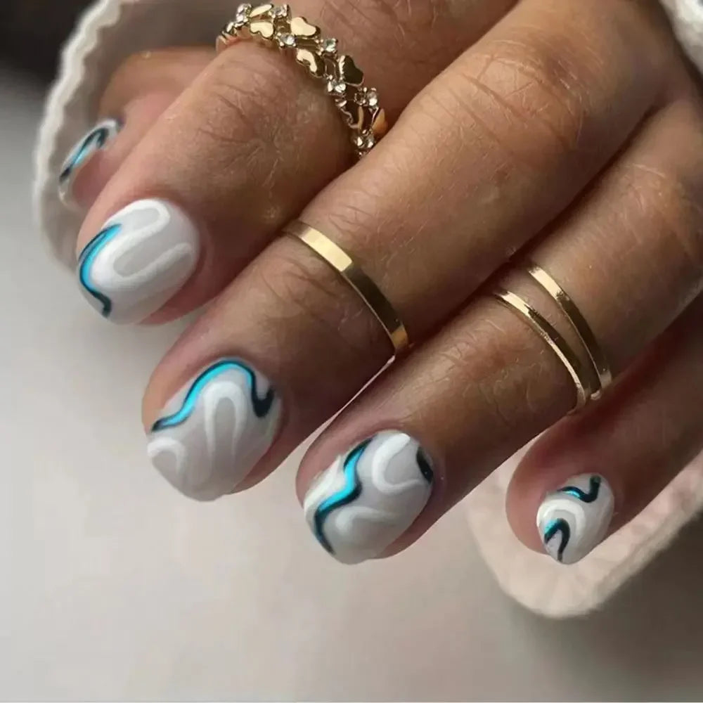 24pcs French Press on Nails Waterproof Set