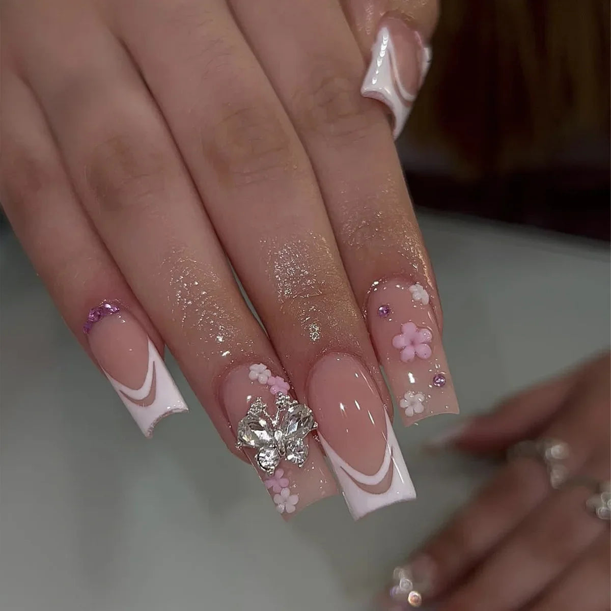 Charming Bow French Ballet Press-On Nails