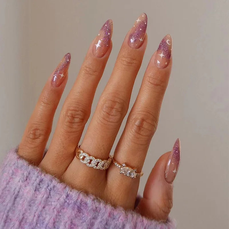 French Rainbow Acrylic Press-On Nails
