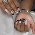 Pink Spider Web Coffin Press-On Nails