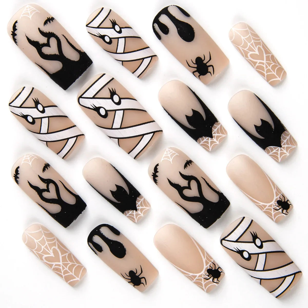 Pink Spider Web Coffin Press-On Nails