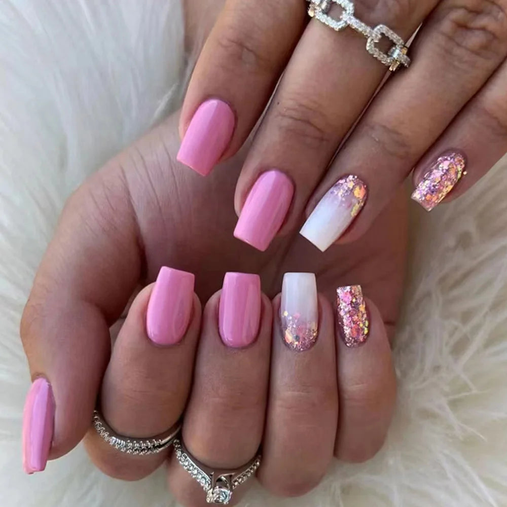 24pcs Flower Design Press On Nails Set-36