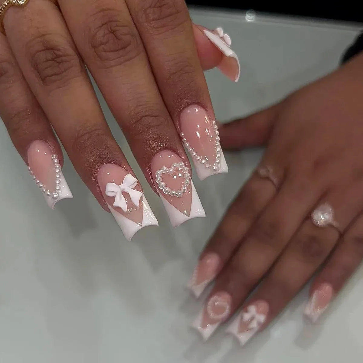 Charming Bow French Ballet Press-On Nails