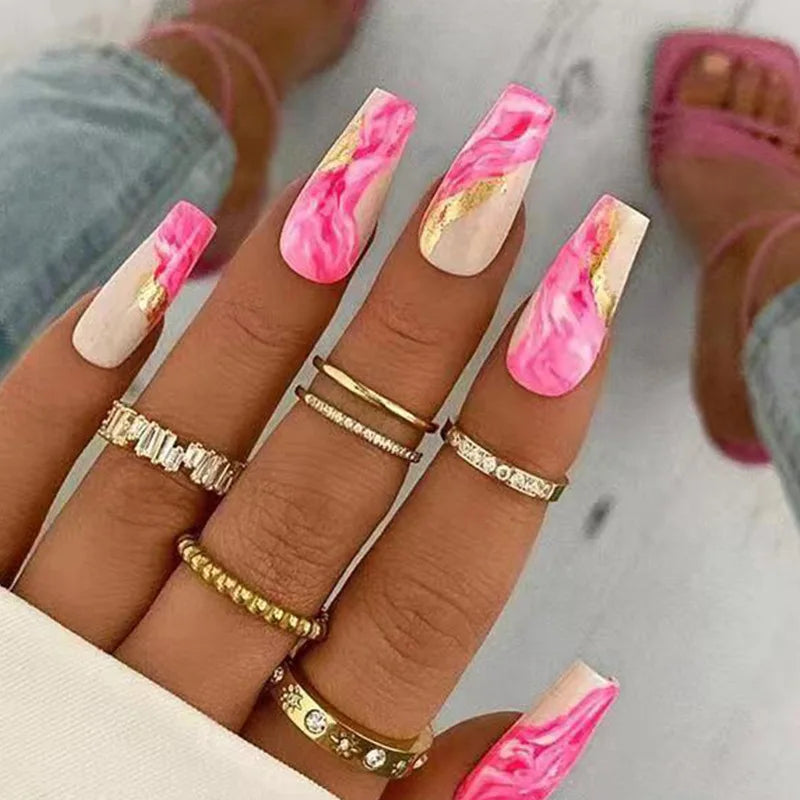 24pcs Flower Design Press On Nails Set-38
