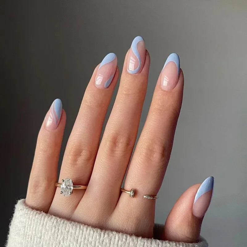 French Rainbow Acrylic Press-On Nails