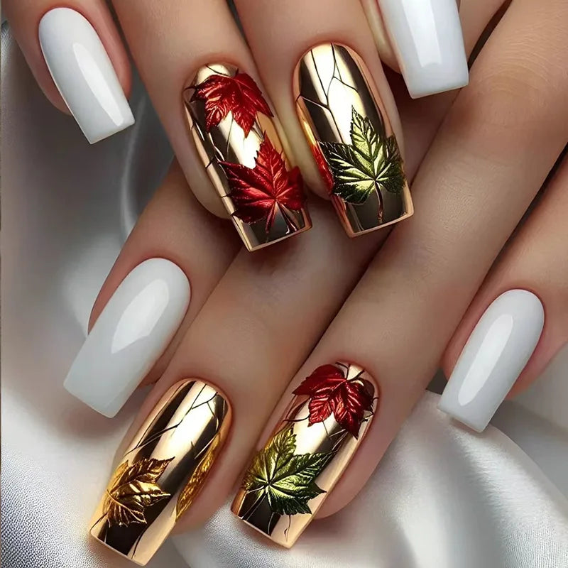 24pcs Flower Design Press On Nails Set-25