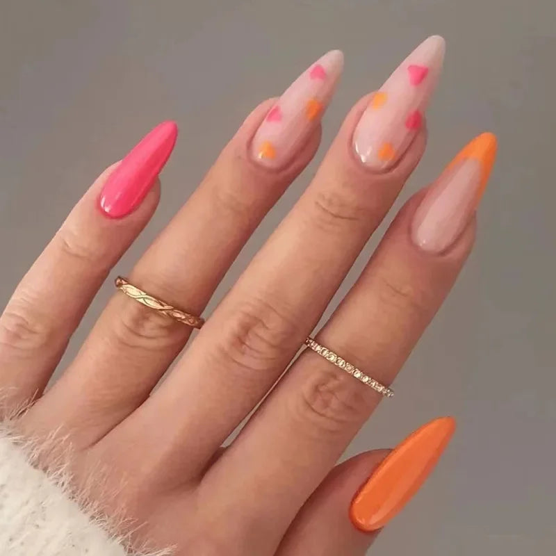 French Rainbow Acrylic Press-On Nails