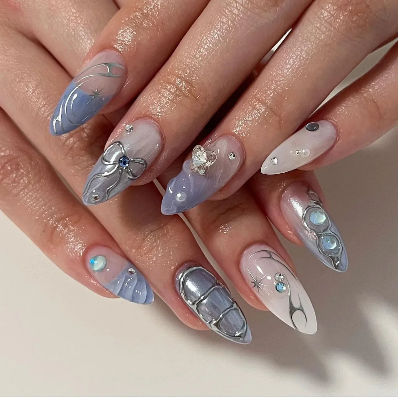 Pink Bow Press on Nails