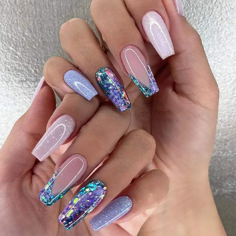 24pcs Flower Design Press On Nails Set-22