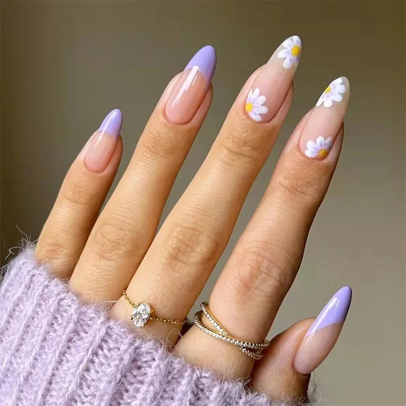 French Rainbow Acrylic Press-On Nails