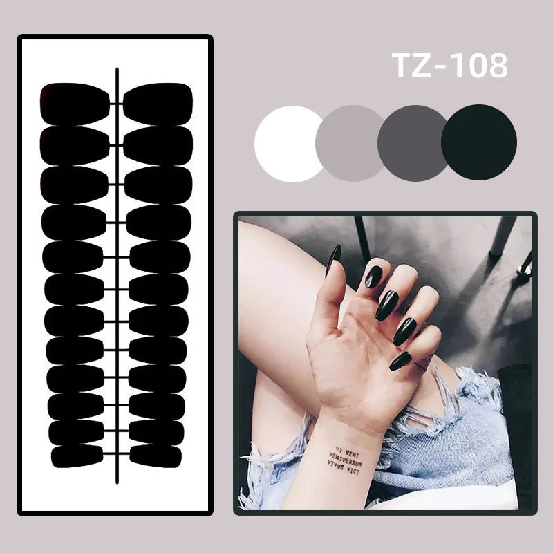 24pcs Flower Design Press On Nails Set-33