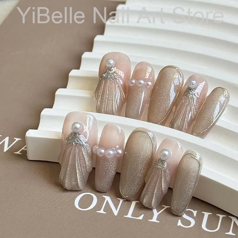 Sea Shells Handmade Press On Nails Ballerina