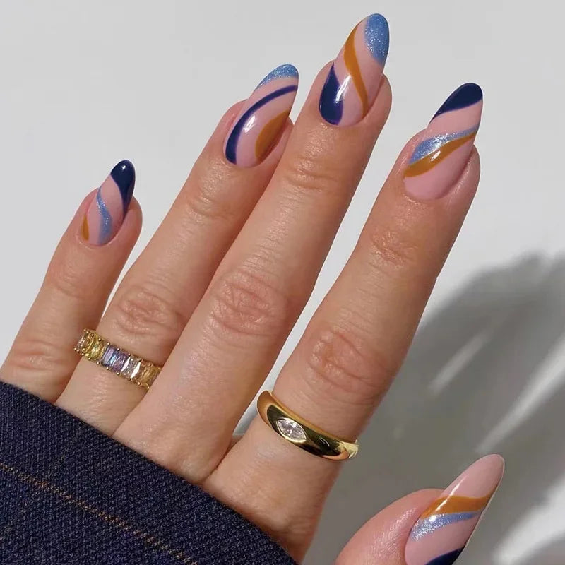 French Rainbow Acrylic Press-On Nails